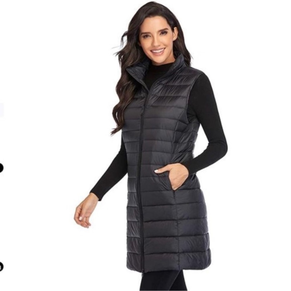 Women's Ultra Light Long Down Winter Jacket Lightweight Outdoor Puffer Vest Coat - Picture 6 of 7